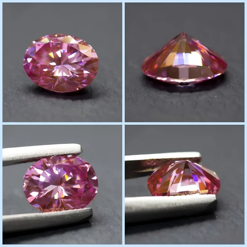 Moissanit-Stein, oval geschliffen, Kirschblütenfarbe, loser Edelstein für Charms, DIY-Schmuckherstellung, mit Zertifikat – Detail 6