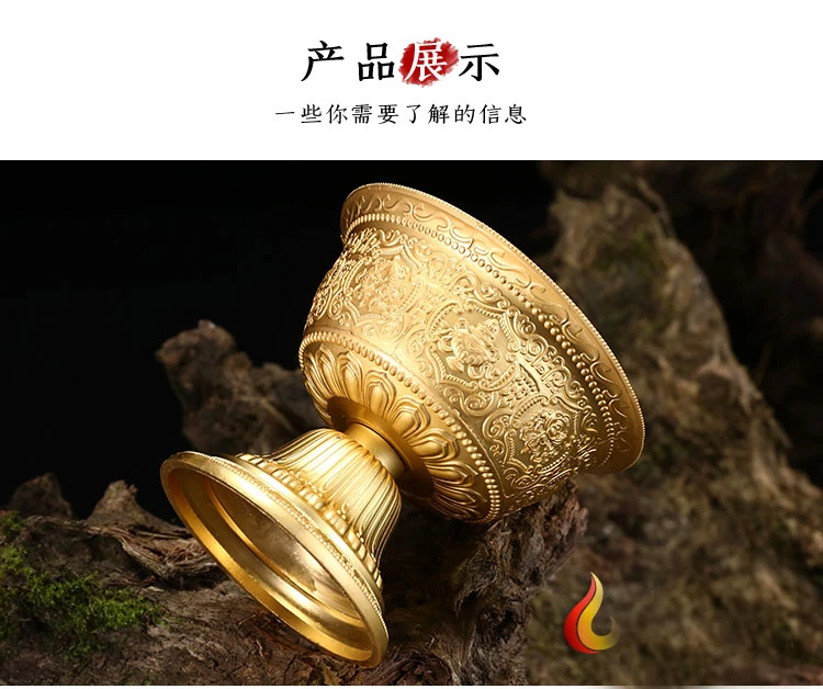 Wholesale Buddhist articles TOP efficacious rite CUP Tibetan Buddhism ceremonies worship HUFA Copper gilt Holy water CUP