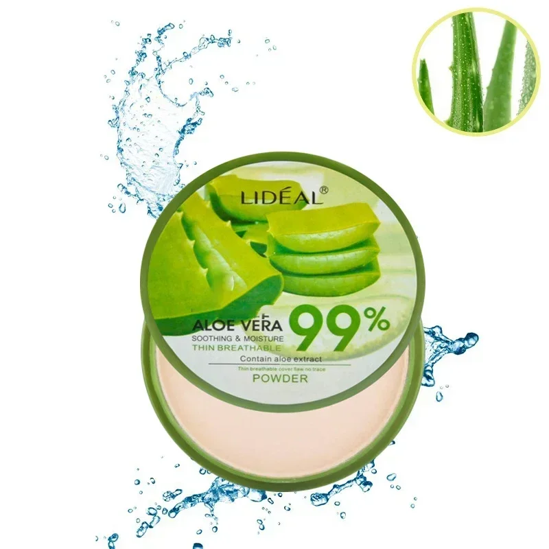 99% Aloe Vera Moisturizer Face Powder Smooth Foundation Pressed Powder Makeup Concealer Pores Cover Whitening Brighten Cosmetics