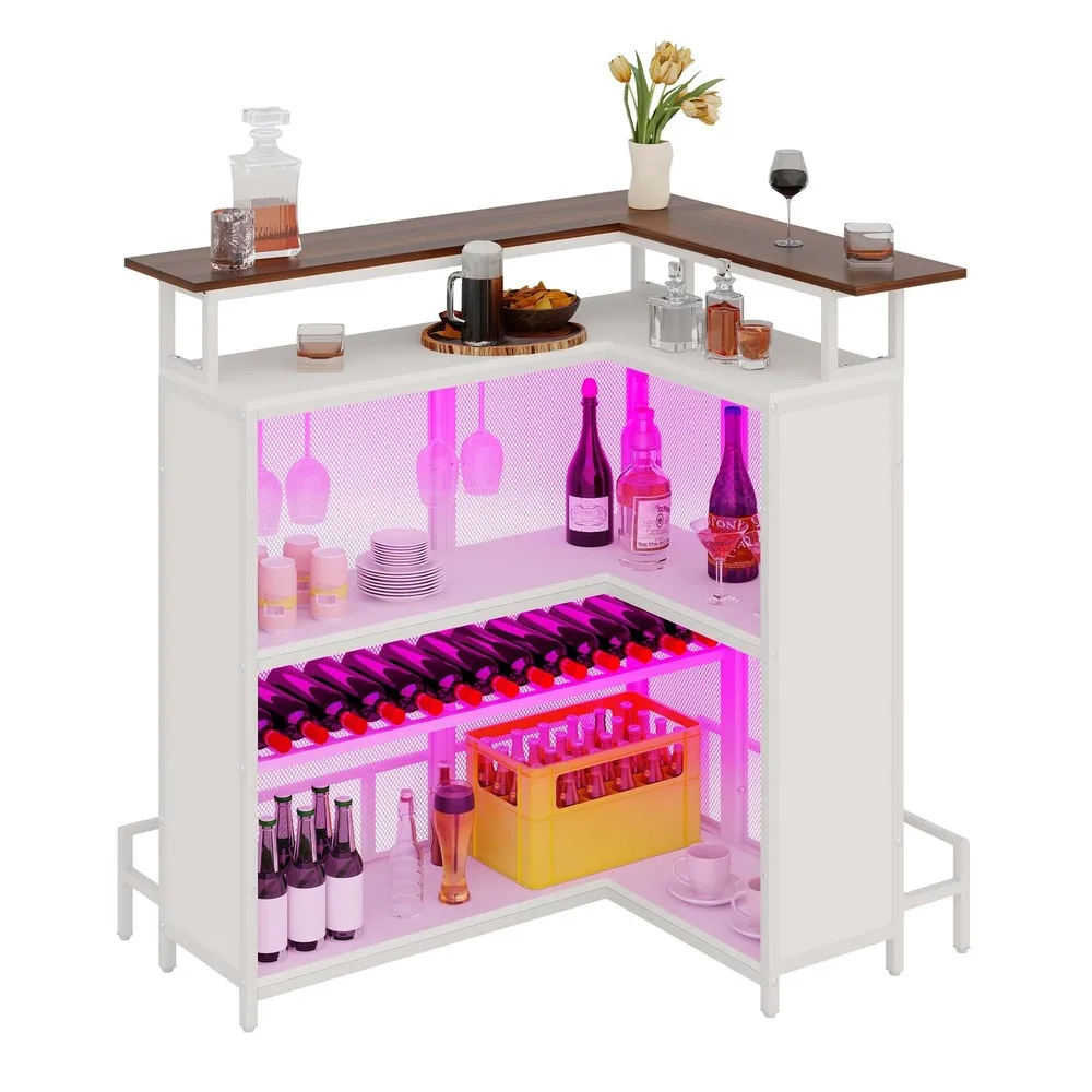 Mini portabicchieri per portabottiglie a forma di L con luce a LED con rilevamento musicale