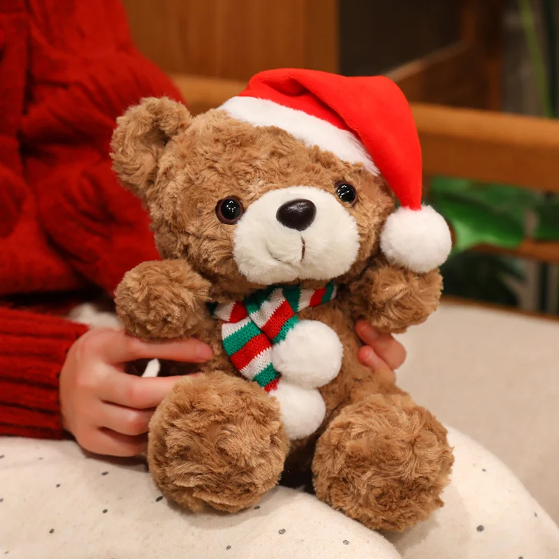 Lovely Cartoon Christmas Scarf Bear Penguin Soft Stuffed Elk Teddy Bear Doll Plush Toy Decoration Girl Boy Kids Christmas Gift