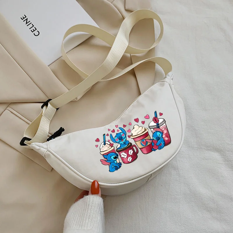 Disney Stitch Women Chest Shoulder Bag Handbag Canvas Bags Lady Casual Korean Style Capacity Handbag Women Messenger Bag Female