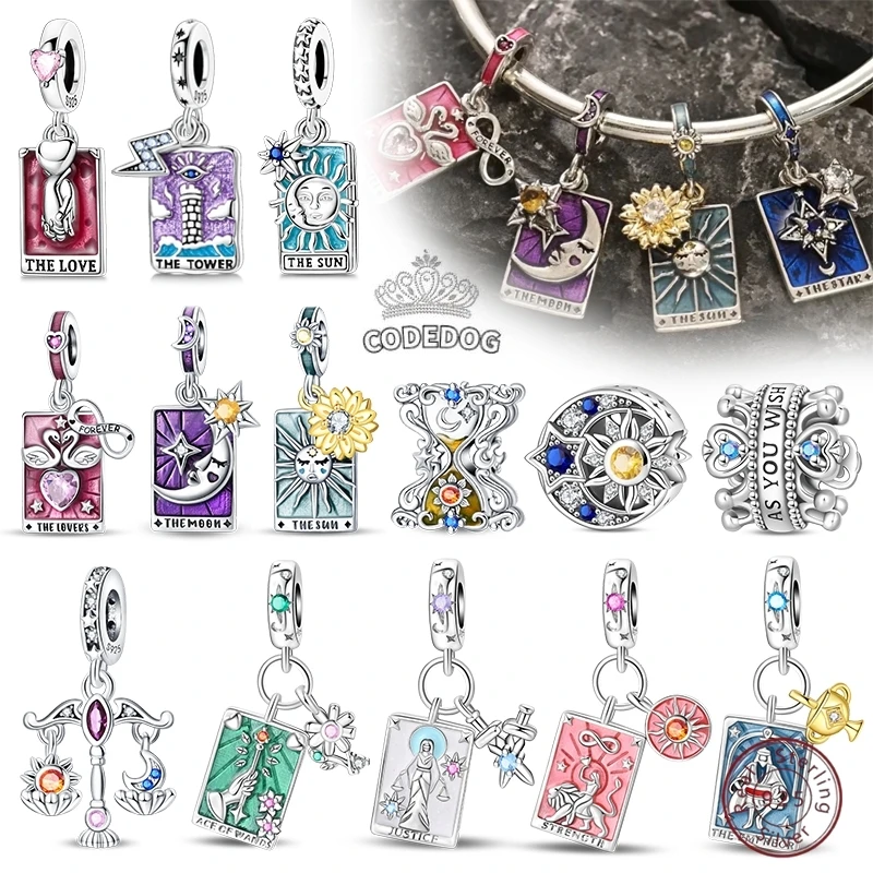 925 Sterling Silver Star Sun Moon Lucky Magic Life Tarot Beads for 3mm Original Bracelet Beautiful DIY Jewelry Gift