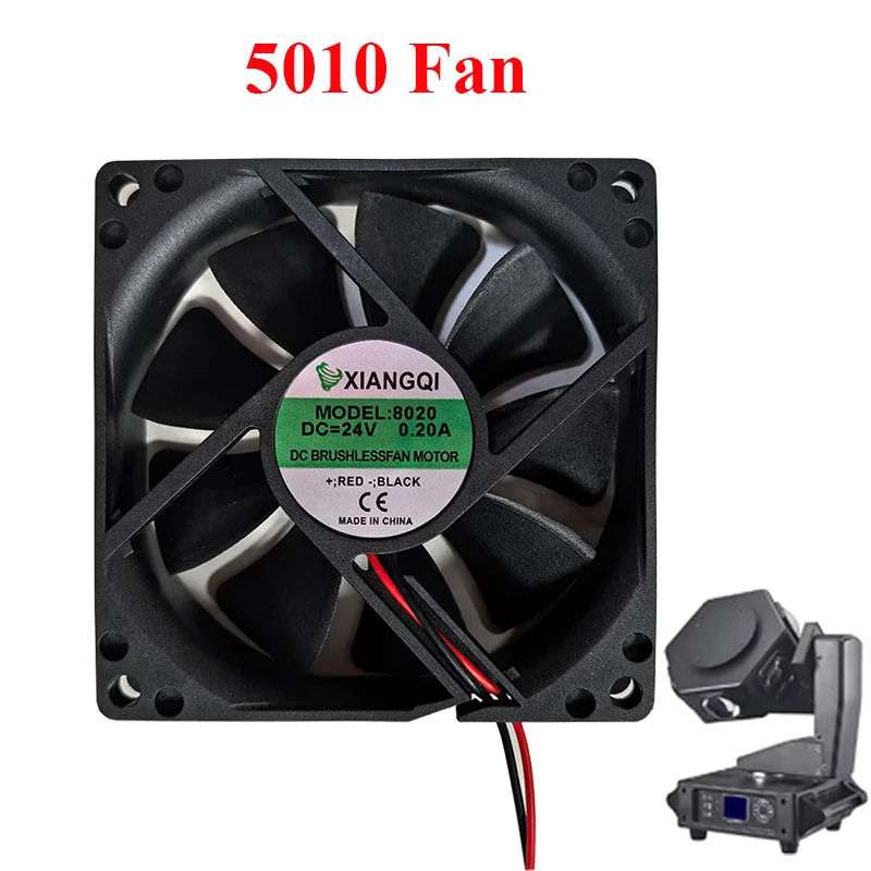 2pcs/lot XIANGQI 5010 24V0.2A Fan 50x50x10mm 2wires Temperature Control Fan for 6x40W Infinity Rotate Beam Disco Light