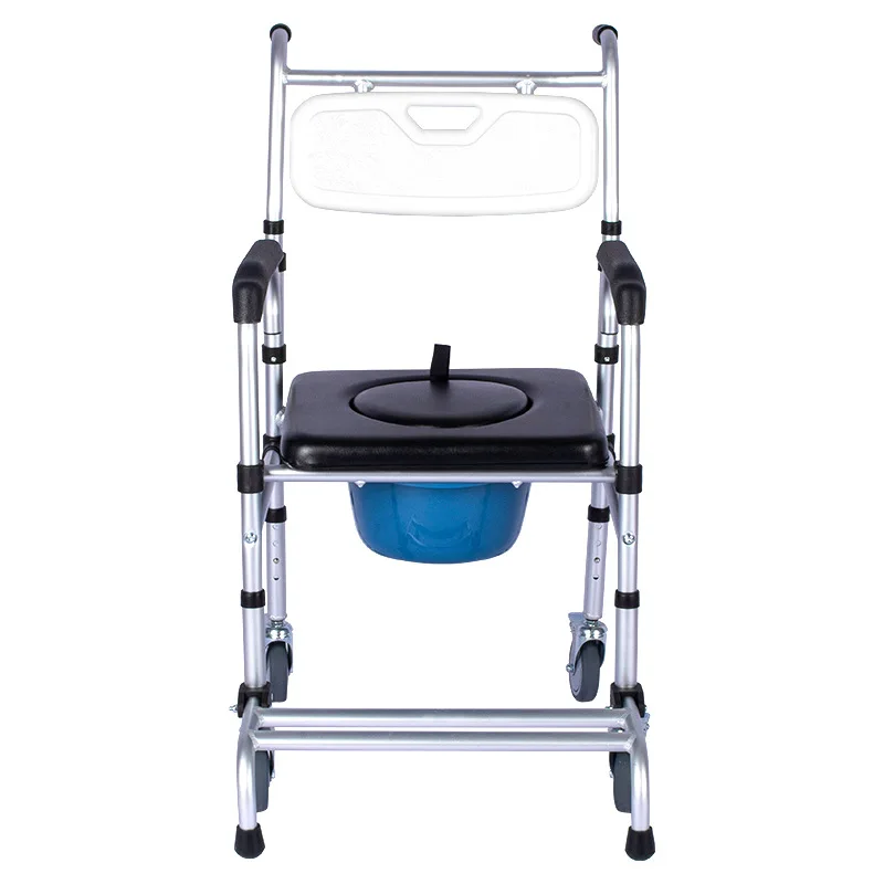 Shower Mobile Commode Chair Shower Wheelchair Toilet Chair with Footrests for Patient Old People Household Elederly