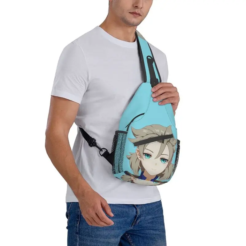 Genshin Impact Albedo torba z paskiem do zawieszenia na piersi Anime, możliwość personalizacji plecak na ramię Crossbody w grze dla mężczyzn podróżujących w Daypack