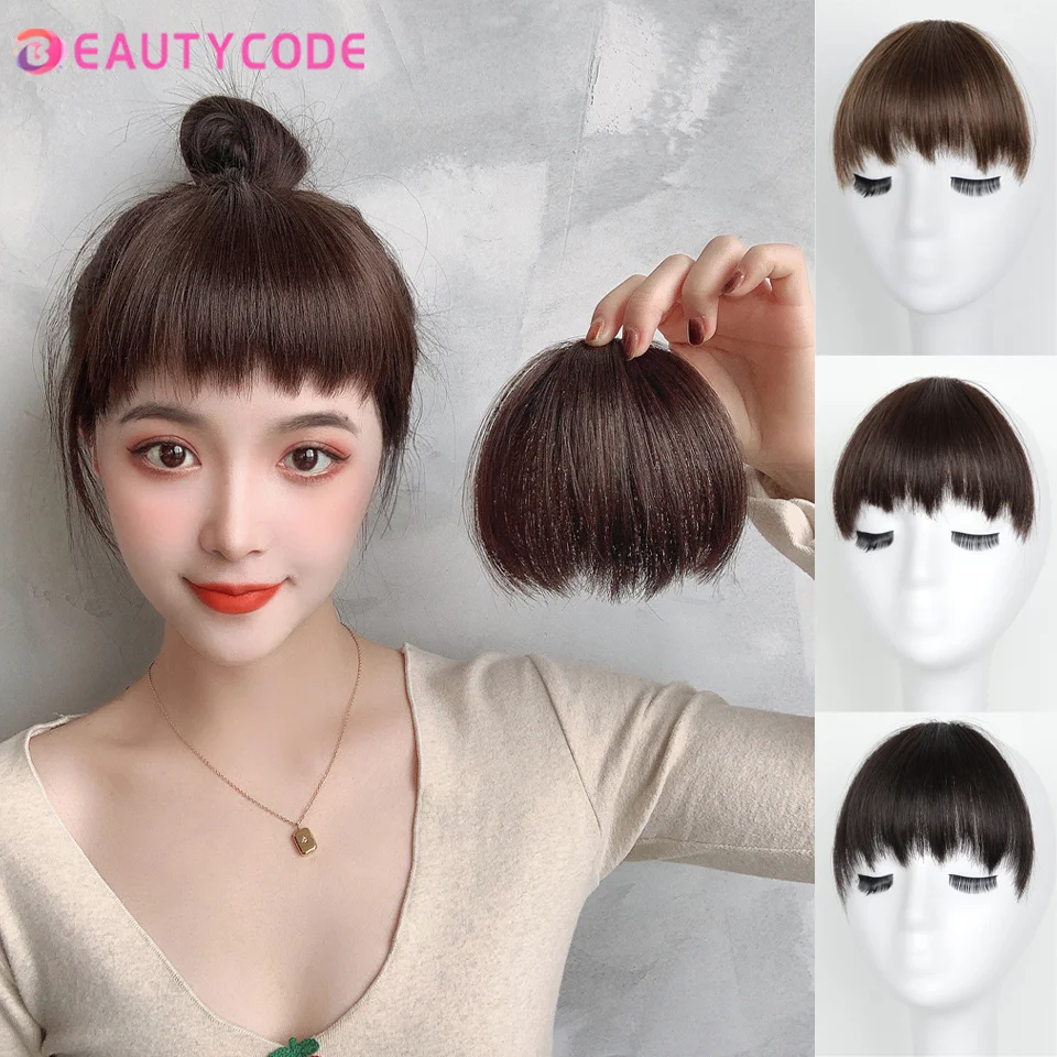 False Bangs Irregular Front Fringe Clip On Bangs Hairpiece Black Brown Natural Soft Synthetic Bangs Hair Extensions for Women