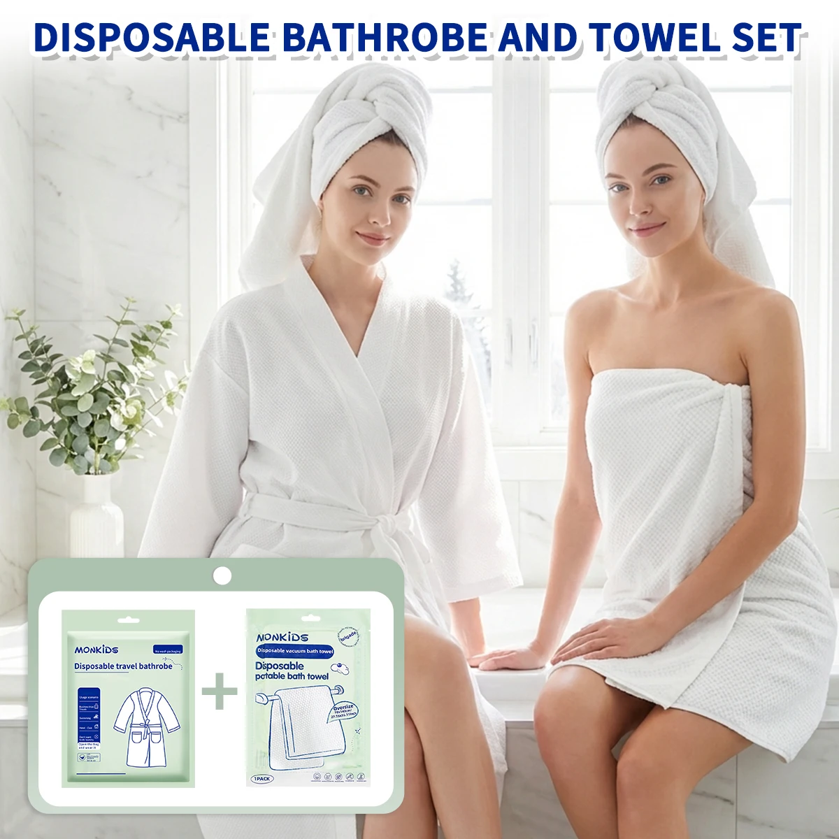 Disposable Bathrobe and Bath Towel Combination Suit, a Good Choice for Business Trip, Travel and Gym.