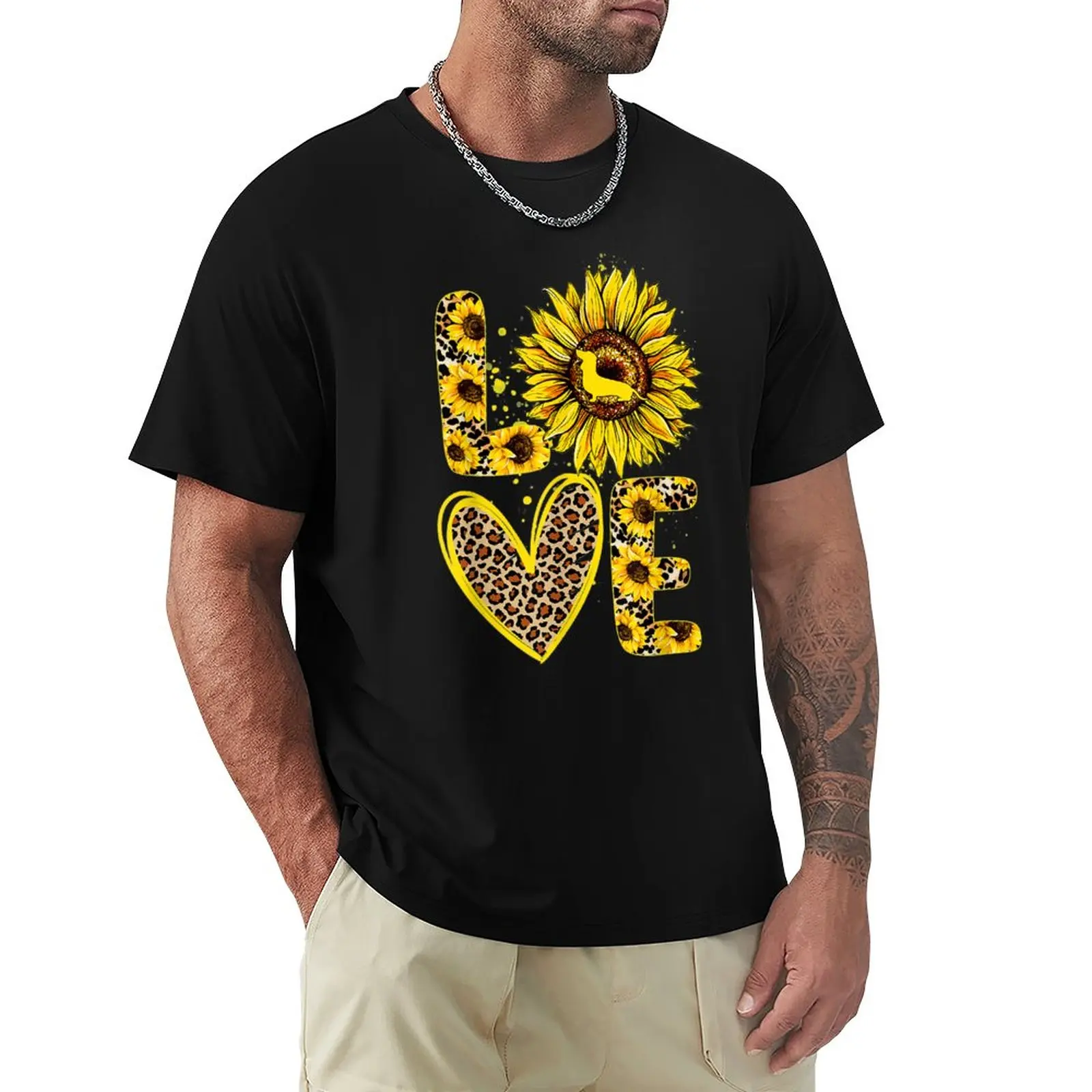 

Love Dachshund Sunflower For Dog Lover T-Shirt oversized boys animal print Short sleeve tee T-shirt men