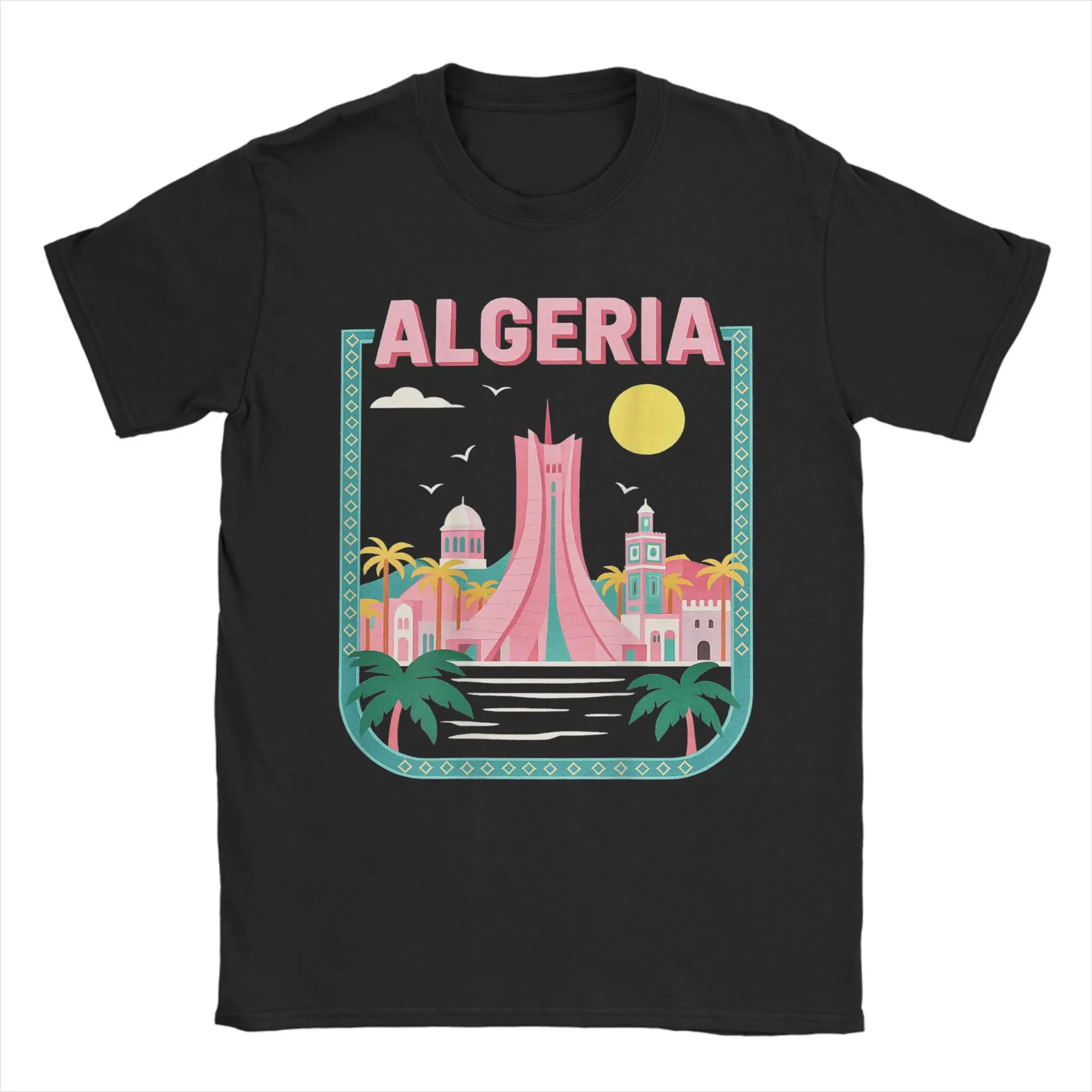 Creative Algerie Algeria imprime au dos T-Shirts Men Crewneck 100% Cotton T Shirt  Short Sleeve Tee Shirt Plus Size Clothes