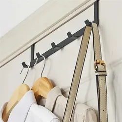 Home Wrought Iron Door Hook, No Punching, No Trace, Back Type, 5-link Bag Hook, Multifunctional Clothes And Hat Storage Rack