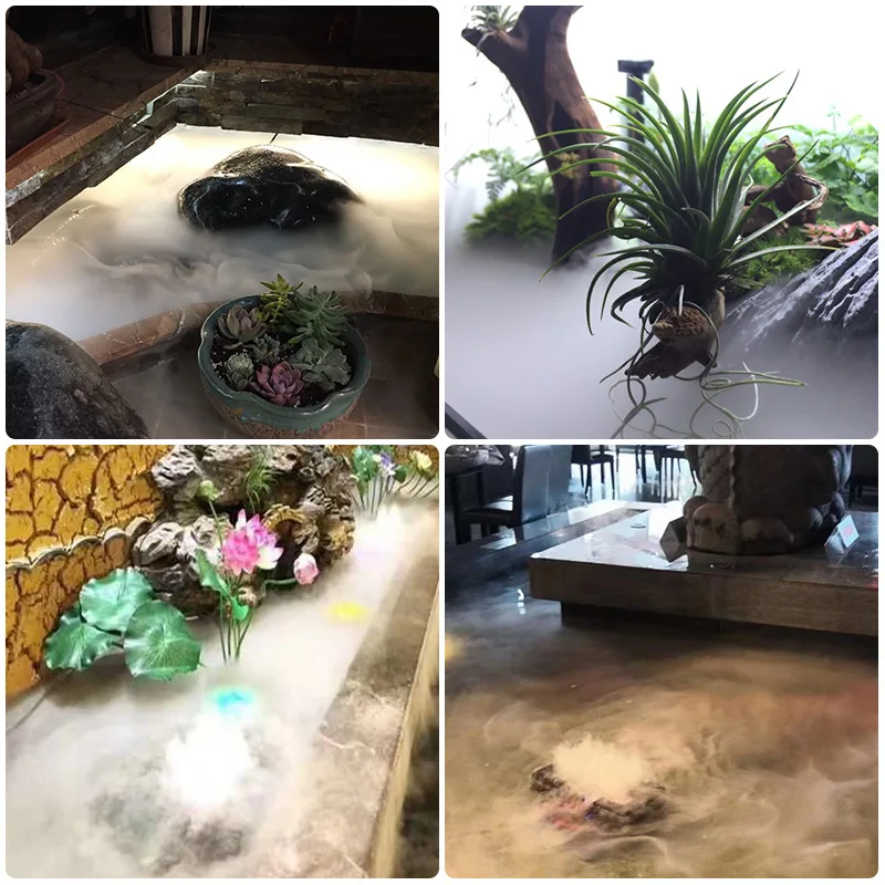 Mesin semprot kabut pemandangan kolam renang DC48V baja tahan karat pengabut termasuk catu daya tahan air