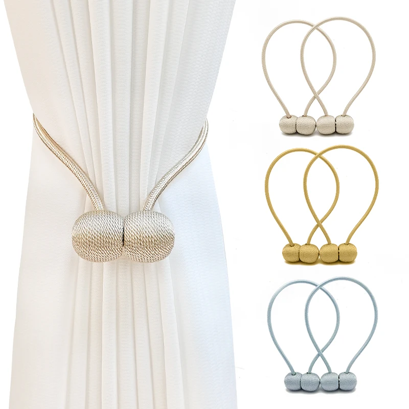 2Pcs Magnetic Curtain Tiebacks Outdoor Elegant Decorative Tie Backs Modern Rope Tiebacks for Drapes Window Curtain Holdbacks