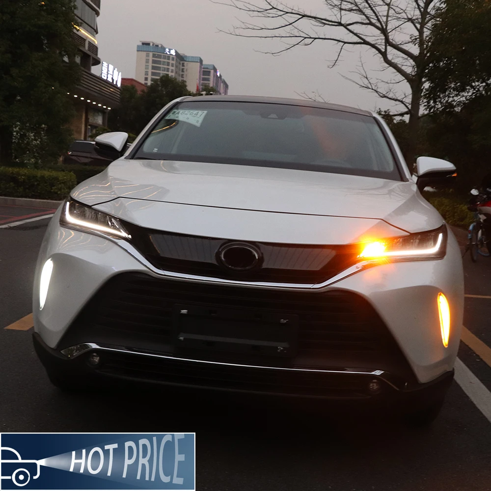 

Автомобильные фары для Toyota Harrie Venza 2021-2025, обновленный передний бампер, светодиодные противотуманные фары, дневные ходовые огни, аксессуары высокого качества