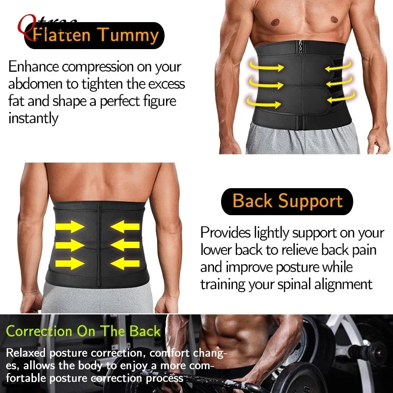 Qtree-Waist Trainer para Homens, Shaper Do Corpo Emagrecedor, Cinto Modelador De Perda De Peso, Shapers De Barriga, Aparador De Suor, Reduzindo Cinto Fino