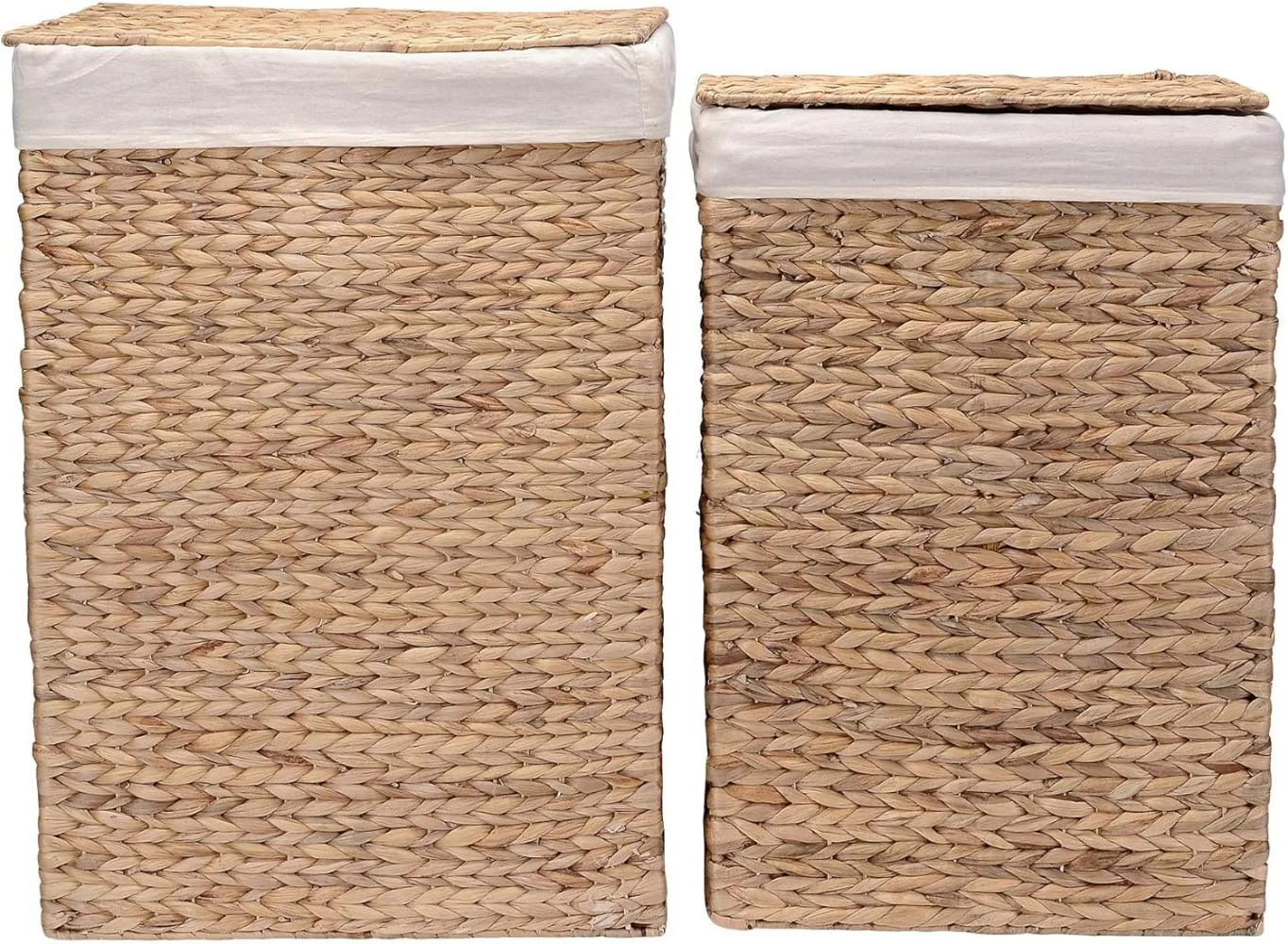 

Handmade Wicker Laundry Hampers with Integrated Handles Removable Liners and Lids (Natural) Suitable in Bathroom