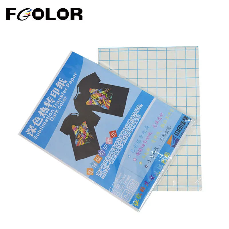 

Fcolor 100 Sheets A4 Sublimation Transfer Paper for Black Dark Cotton T-shirt Printing Sublimation Paper for Inkjet Printer