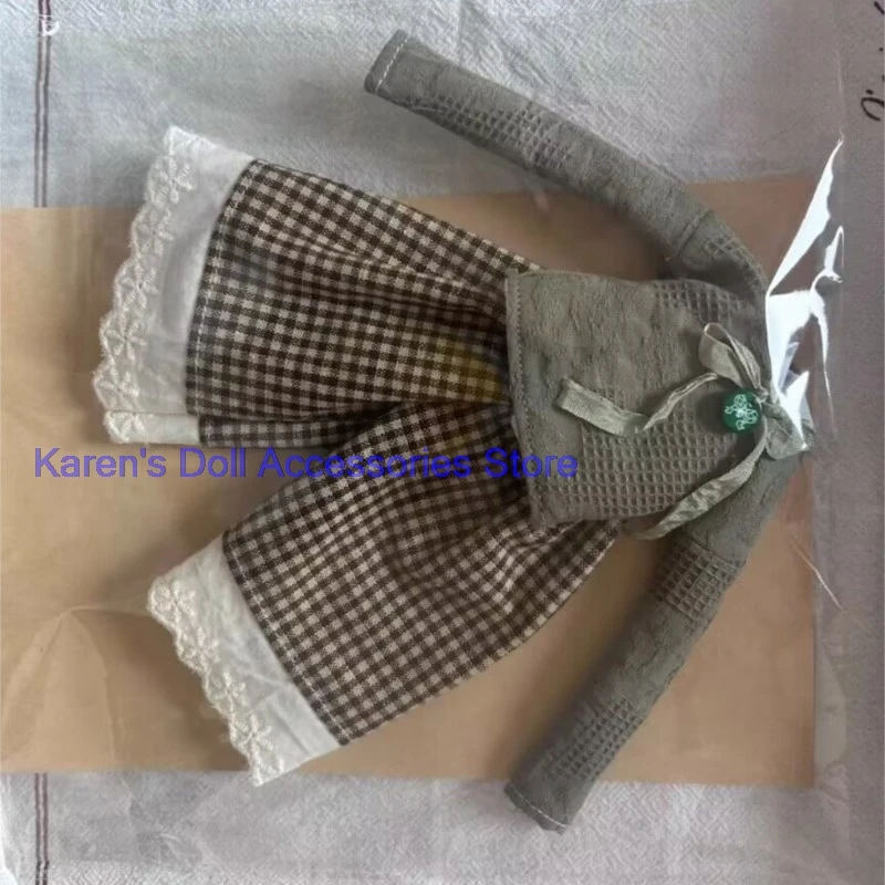 2026 2pcs classic style Vintage green top+brown checkered pants for landoudou/Blythe(Fit for Lulu,ymy24,Ob22,24,26,zone, Jenny)