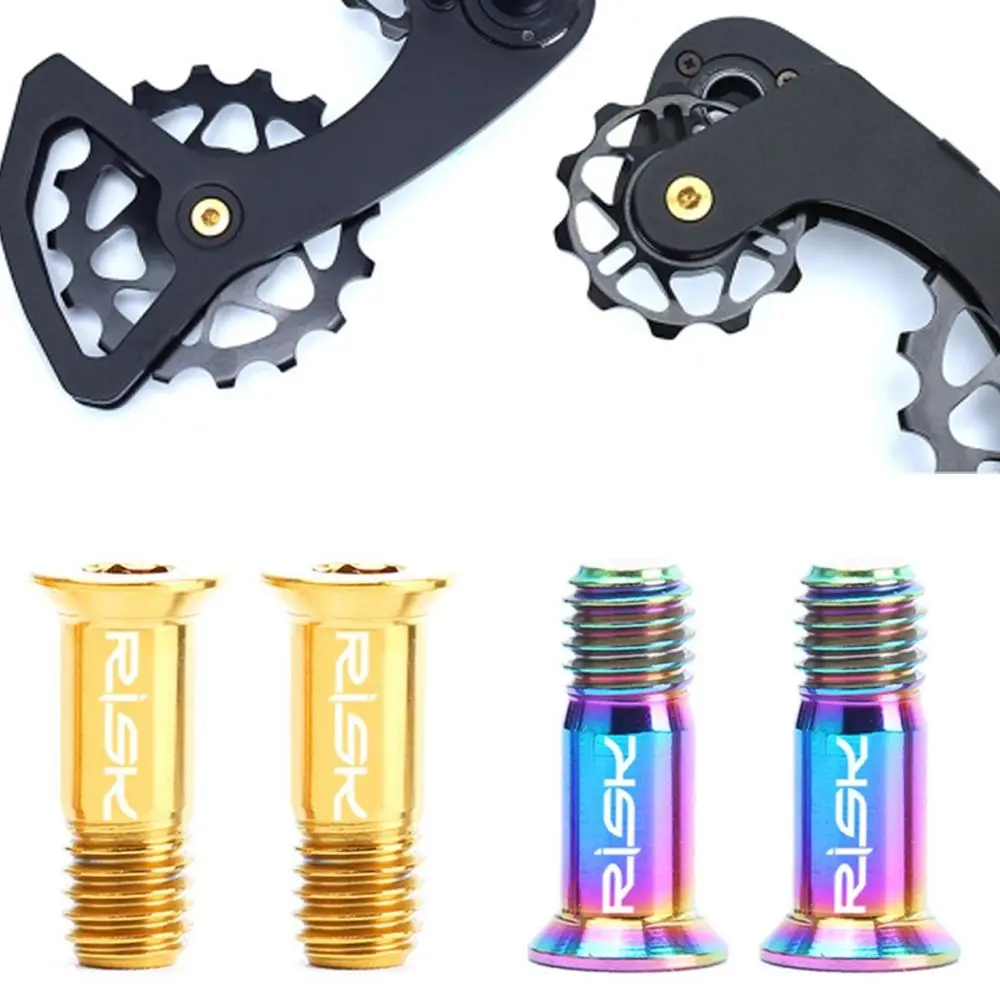 

2PCS Ti Alloy Rear Derailleur Wheel Bolts Mini M5x14.2mm Cycling Rear Guide Roller Bolts Lightweight