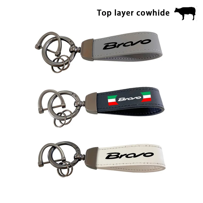 For Fiat Bravo 1 2 Top Layer Cowhide Key Chain Keyrings Lanyard Car Accessories Custom Logo