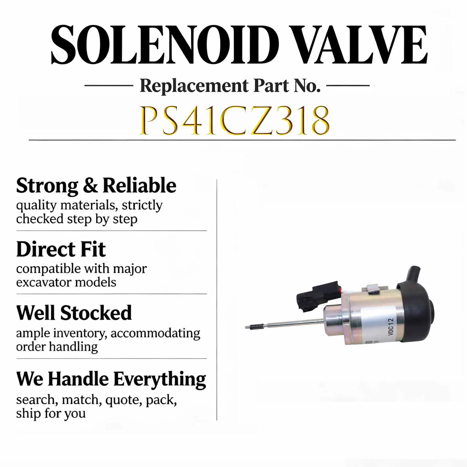 New PS41CZ318 12V Fuel Shut Off Stop Solenoid Valve For Kubota 325 Miller Mig Welder Trailblazer D902 Z482 Engine