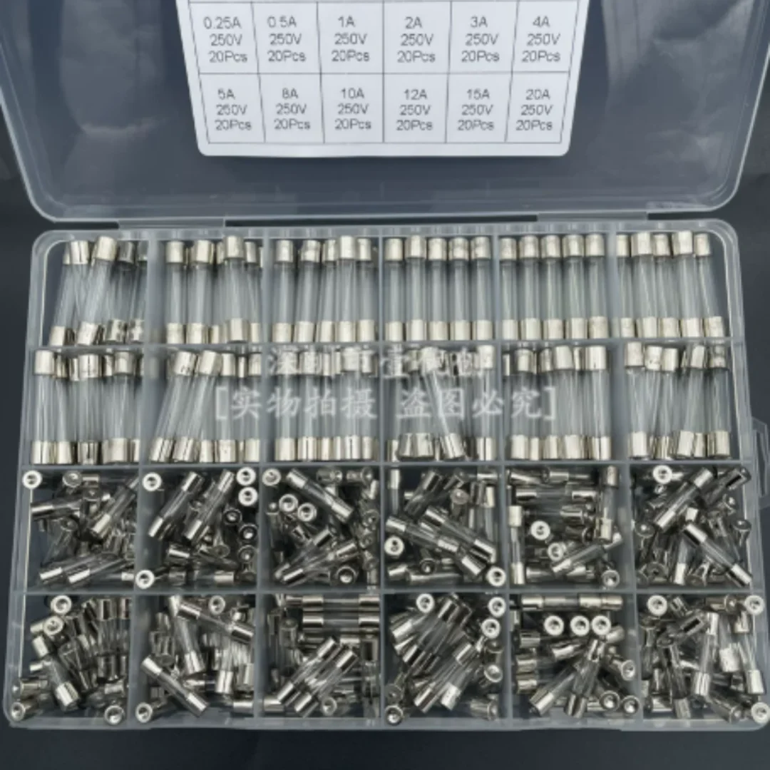 24 Specifications 360pcs Boxed 5*20 + 6*30mm Glass Fuse Assortment Kit 0.25A-20A