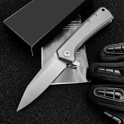 0808 Rexford Flipper Folding Pocket Knife D2 Blade 420 Steel Handle Outdoor Tactical EDC Knives Camping Hunting Survival Tool