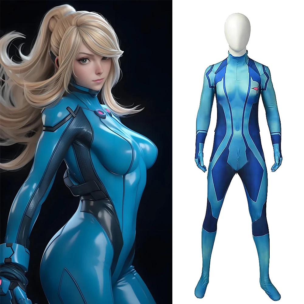 

Игра METROID Косплей Костюм Супергероя Самуса Аран с 3D принтом наряды из спандекса Хэллоуин Зентаи боди костюм для женщин девочек