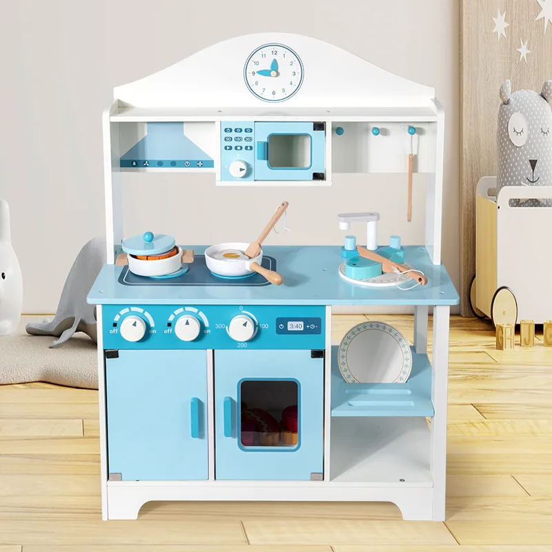 Interactive Morandi Kitchen Set Wooden Preschooler-Friendly Eco-friendly Non-toxic Cooking Tableware Food Toy Play Toy