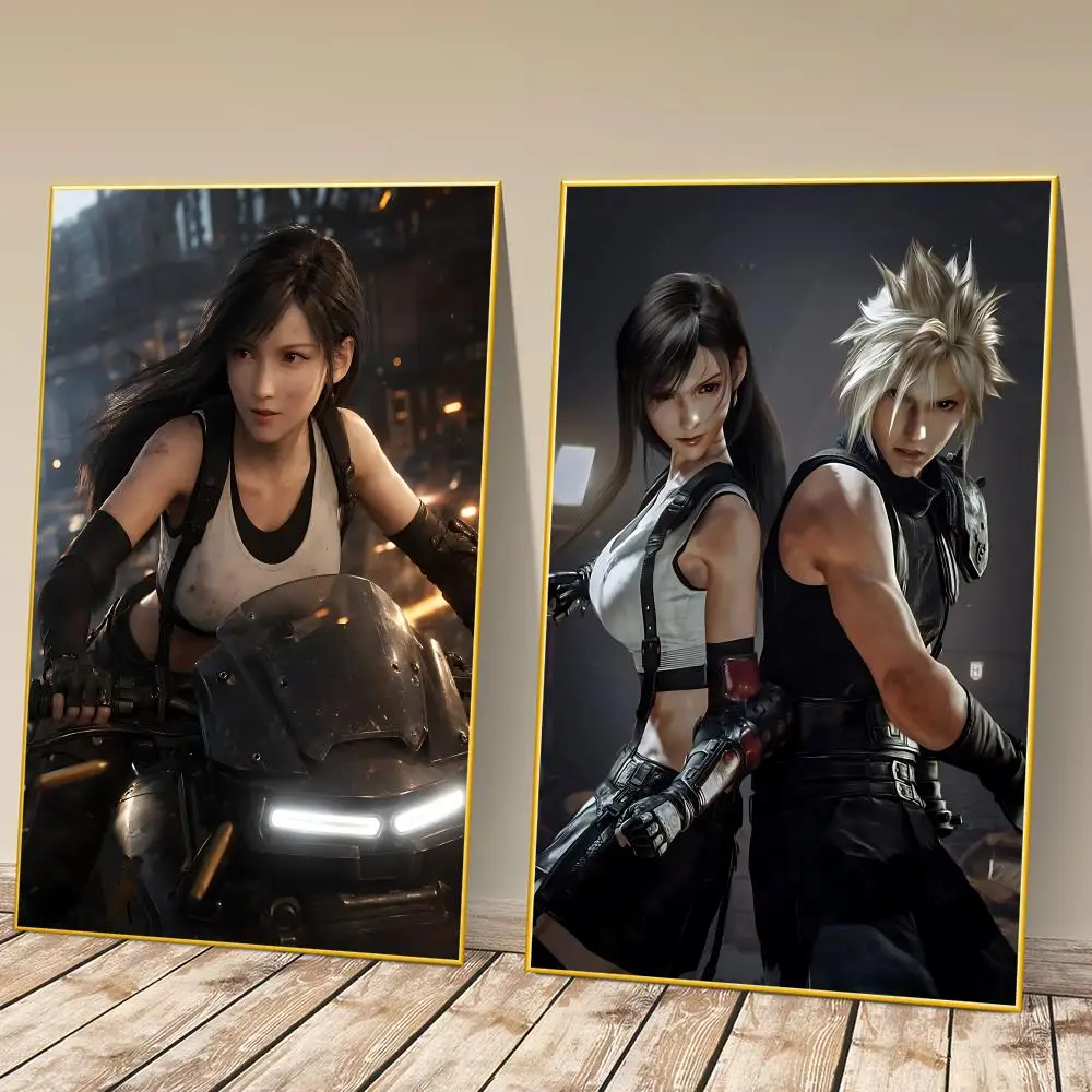 Final Fantasy Tifa Poster Art Print Cafes Clubs Living Room Home Decor Art Poster self-adhesive HD Print Poster