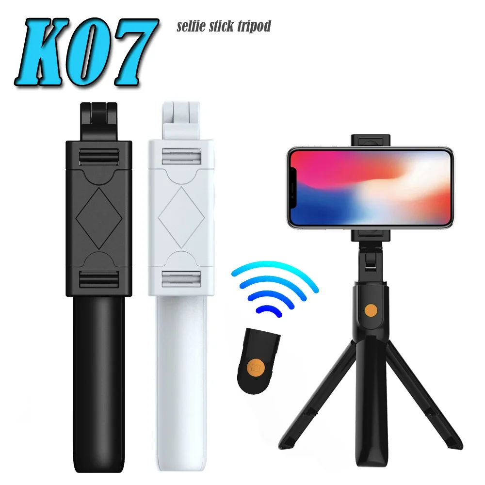 Selfie Stick Tripod K07 Extendable Stick Mini Tripod with Detachable Remote for Smart Phones Selfie Phone Holder For iPhone15 14