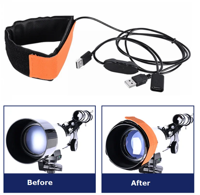 Camera DSLR Lens Dew Heater Strip Heating Tape USB Anti-fog Heat Band Astronomy Telescope Defog Belt Stepless Adjustable Temp 5V