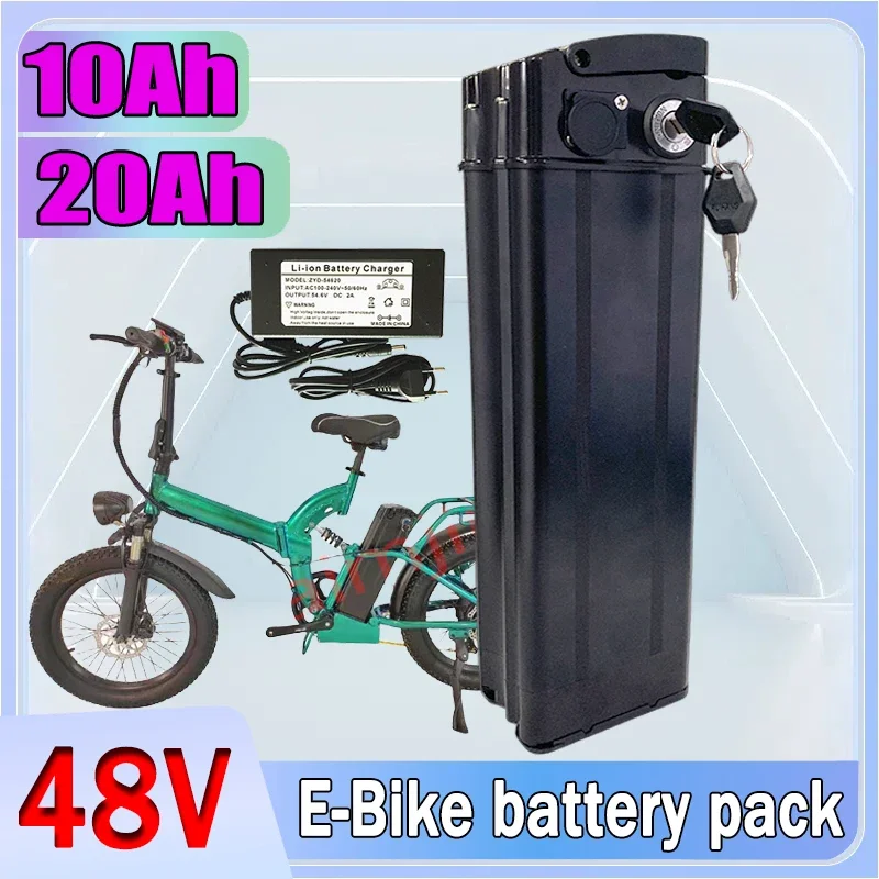 

100% New 48V 10Ah/20Ah High quality Silver Fish Style batteria，500W 750W 1000W High-power 18650 Lithium ion battery pack