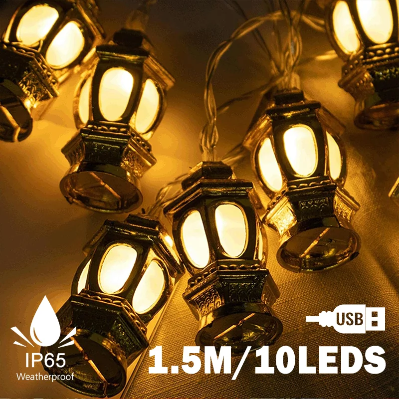1,5 M/10LEDS Ramadan String Lampe Sterne Mond Dekoration Lichterketten Eid Mubarak Tisch Dekoration Islamischen Muslimischen Liefert