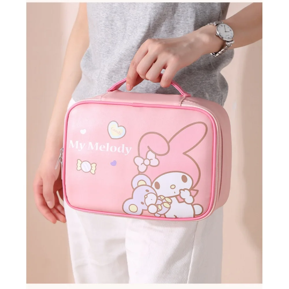 Detachable multifunctional Sanrio My Melody Hello Kitty makeup bag, waterproof, wear-resistant, large-capacity, portable storage