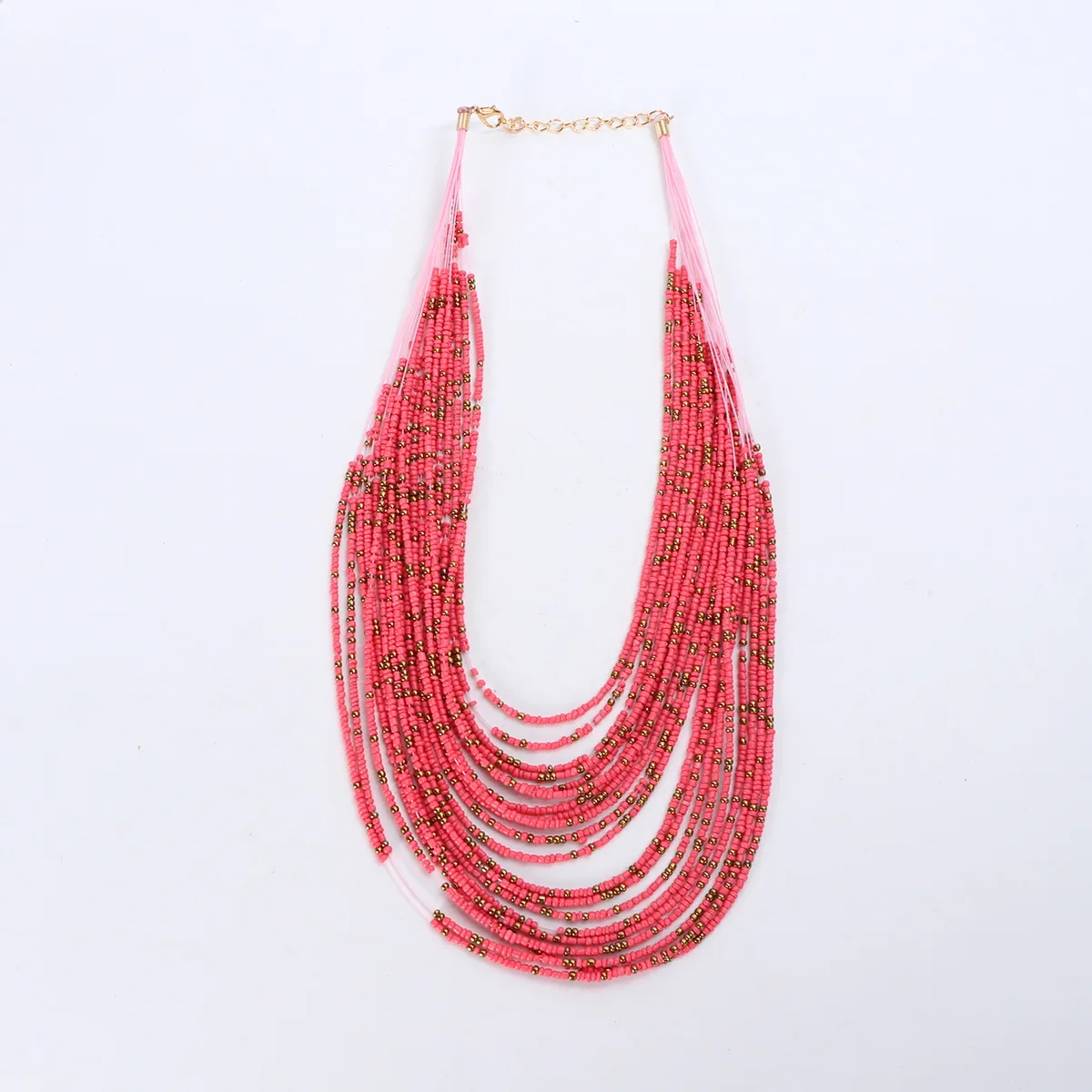 

Multi-layer Rice Bead Necklace Girls Pendant Beads Women Chain European and American