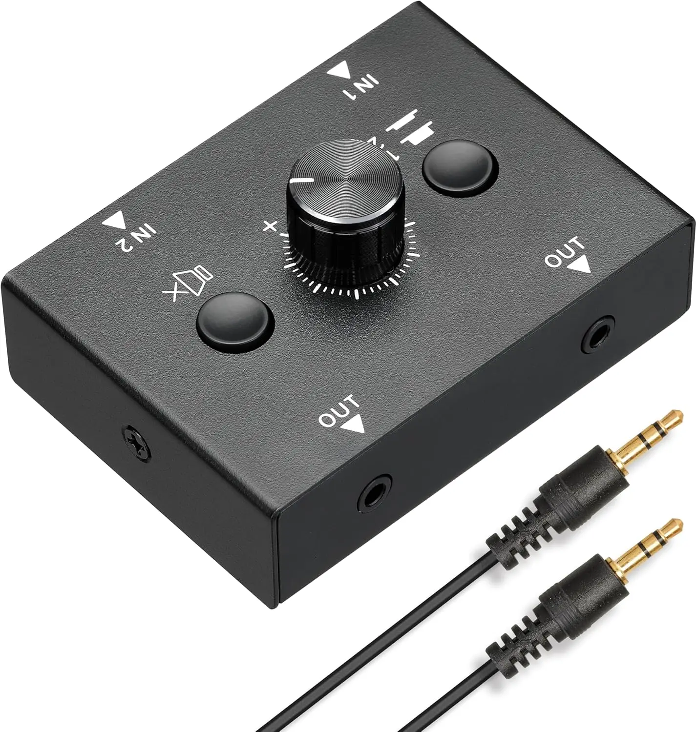 RCA 3.5mm Stereo Audio Switcher Bi-Directional Audio Switch Splitter 2x1/1x2 with Mute Button L/R Stereo Portable Audio Switcher