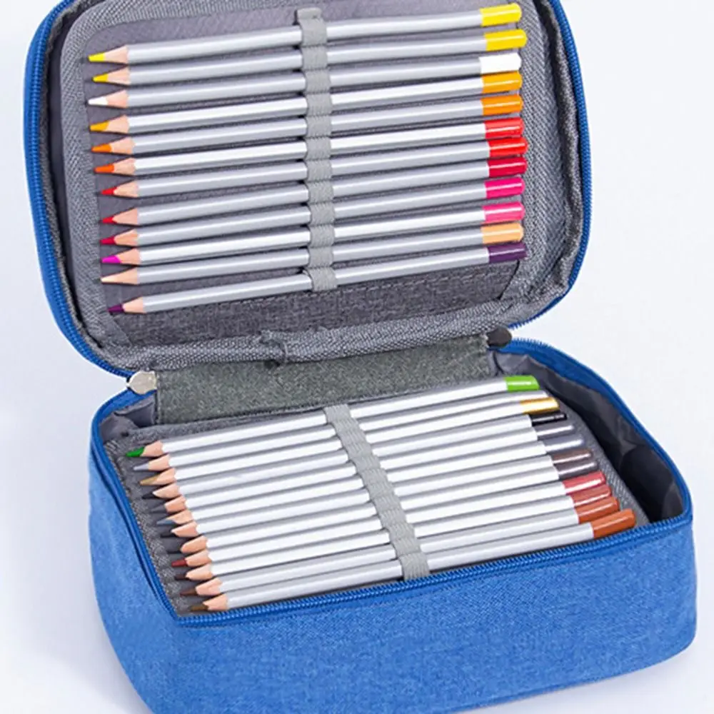 72 Hole Art Storage Pen Case Aesthetic Large Capacity Porous Pencil Case with Handle Zipper Stationery Pouch Pen Tools