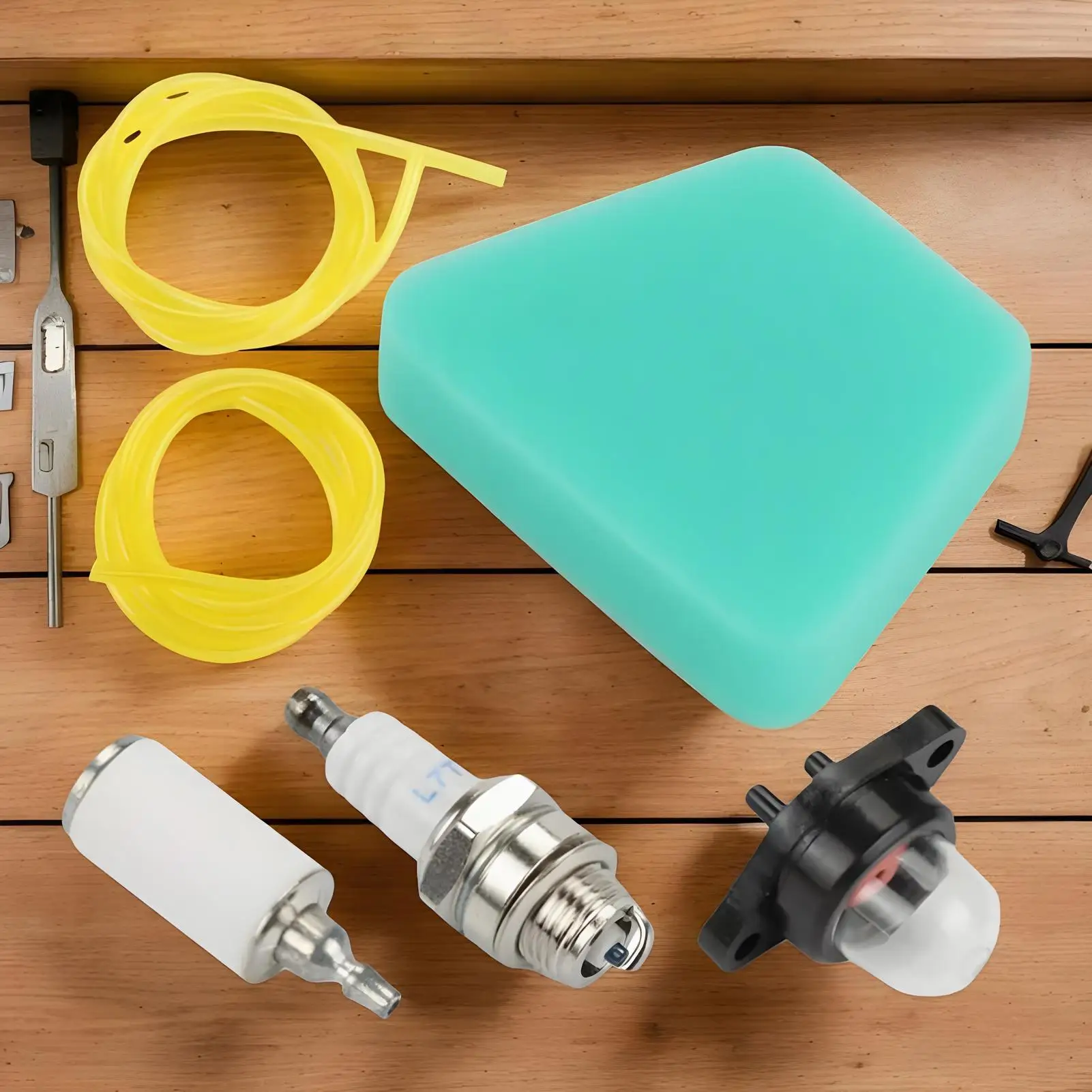 잔디 깎는 기계 에어 필터 잔디 깎는 기계 필터 호스 튜브 점화 플러그 키트 예초기 액세서리 농기구 유지 관리 정원 가꾸기