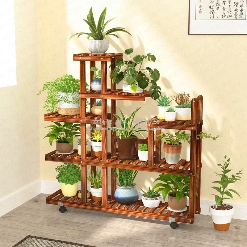 Last One Wood Flower Rack Plant Stand Shelves Bonsai Display Shelf Indoor Yard Garden Patio Balcony Flower Stands Plant Shelves