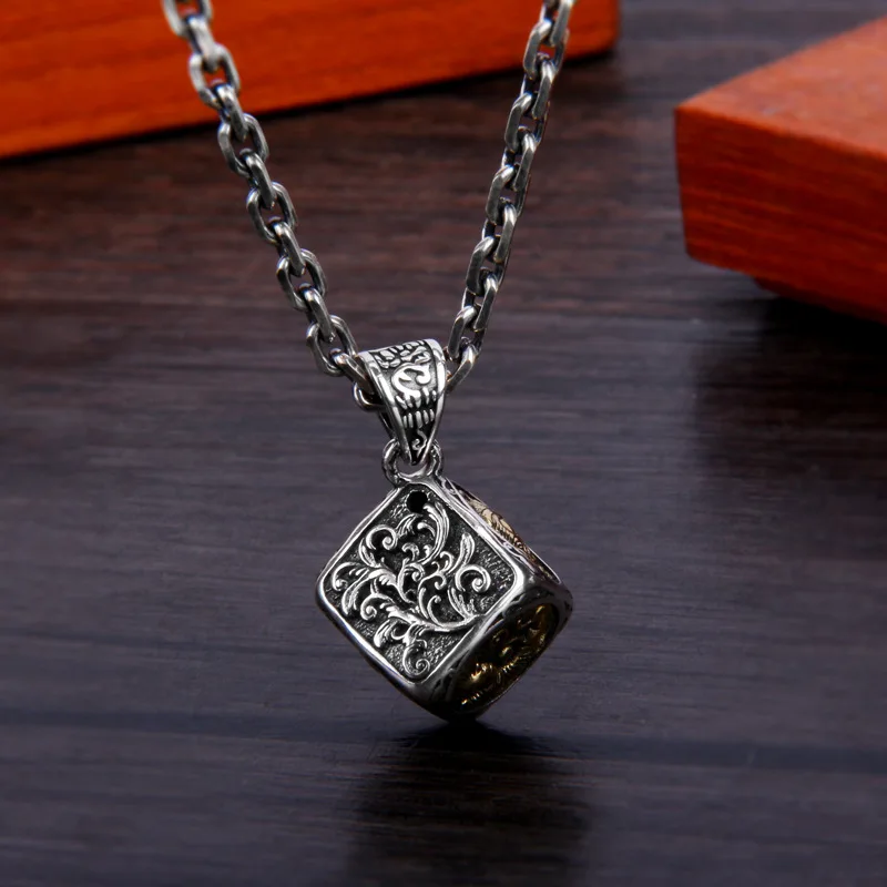 BOCAI S925 Sterling Silver Charms Pendants for Women men New Fashion Geometric Square Four Sacred Beasts Jewelry Wholesale