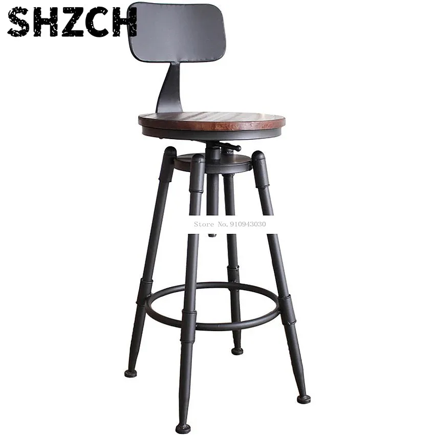 swivel-bar-chair-with-soft-cushion-seat-retro-american-country-style-liftable