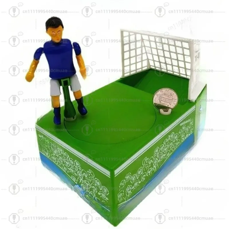 Electric Soccer Player Piggy Bank: Cartoon Football Savings Pot with Kicking Action Coin Slot