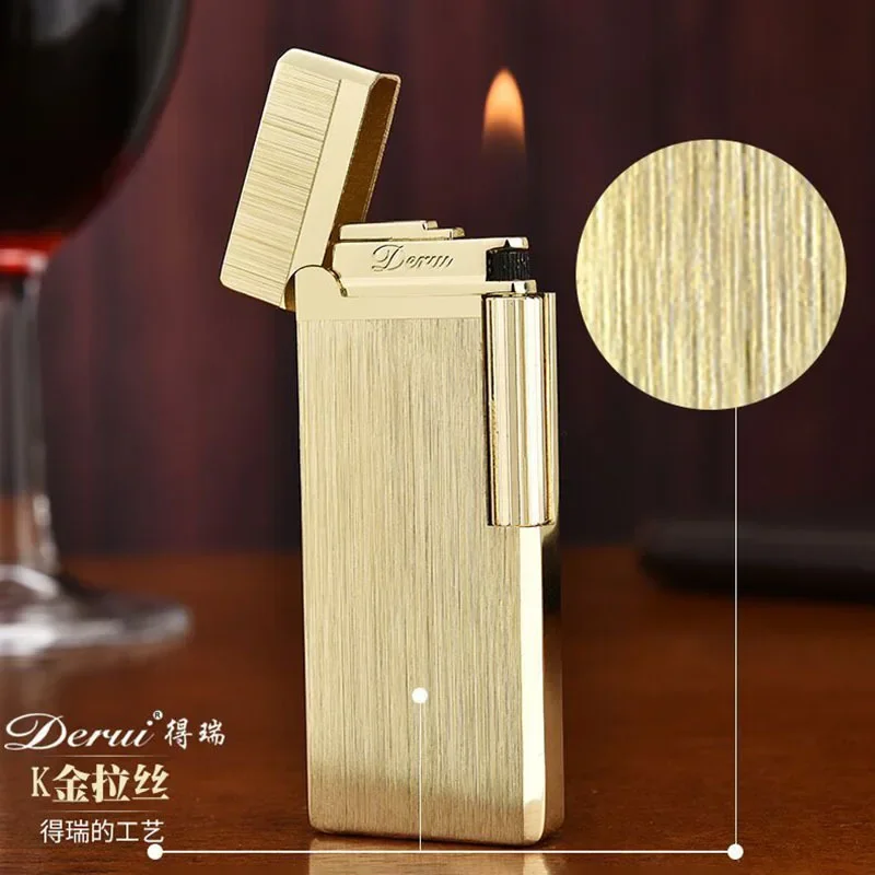 Genuine Derui Side Pulley Inflatable Lighter Ultra-thin Grinding Wheel Gas Personalized Creative Multiple Choice Lighter