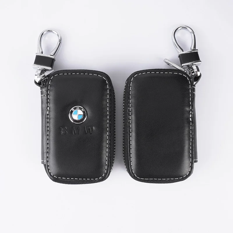 Classic Leather Car Key Fob Wallet Cover Keyring Zipper Pouch Protector Case For BMW F30 F20 F10 F18 F22 F01 X3 X4 F06 F02 M3 M5 - view 3