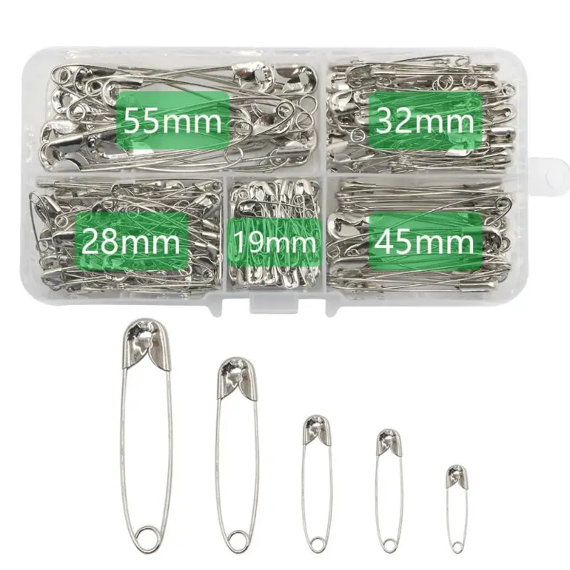 【F】260-teiliges Set mit silbernen Sicherheitsnadeln in verschiedenen Größen, scharfe DIY-Nähnadeln für Kleidungsreparaturen, Bastelprojekte, Notfallreparaturzubehör