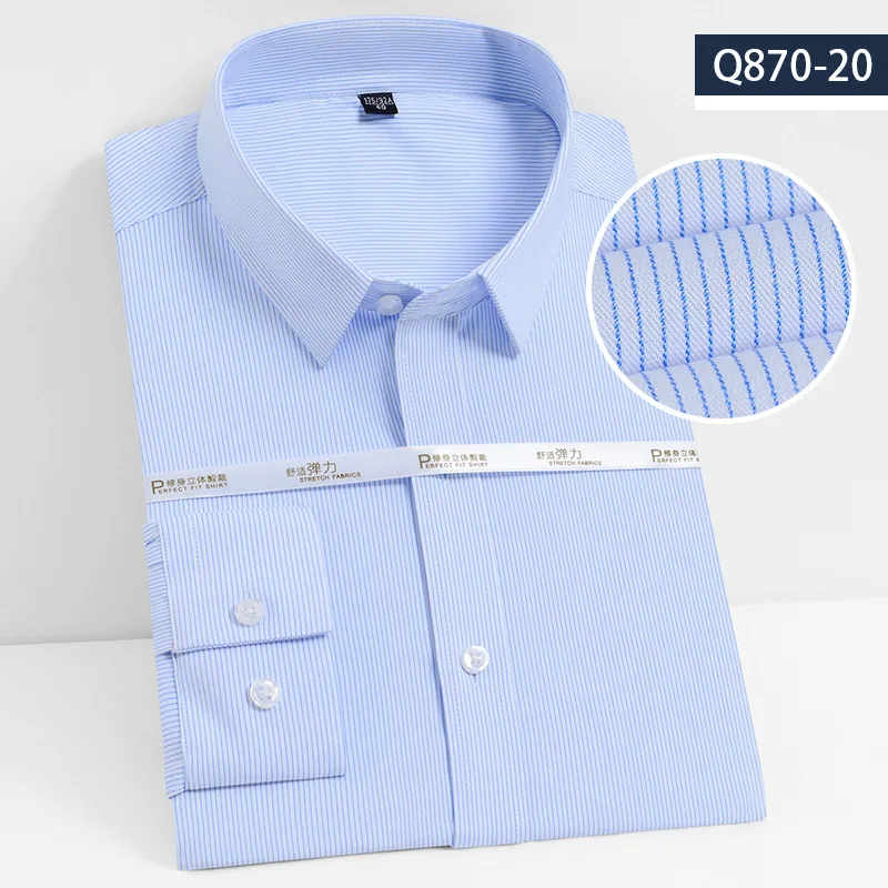 4XL Bamboo fiber Shirt Men's Long Sleeve Easy Care Work White Men Shirt Long Sleeve Slim Fit Casual Anti-Wrinkle Camisa Social