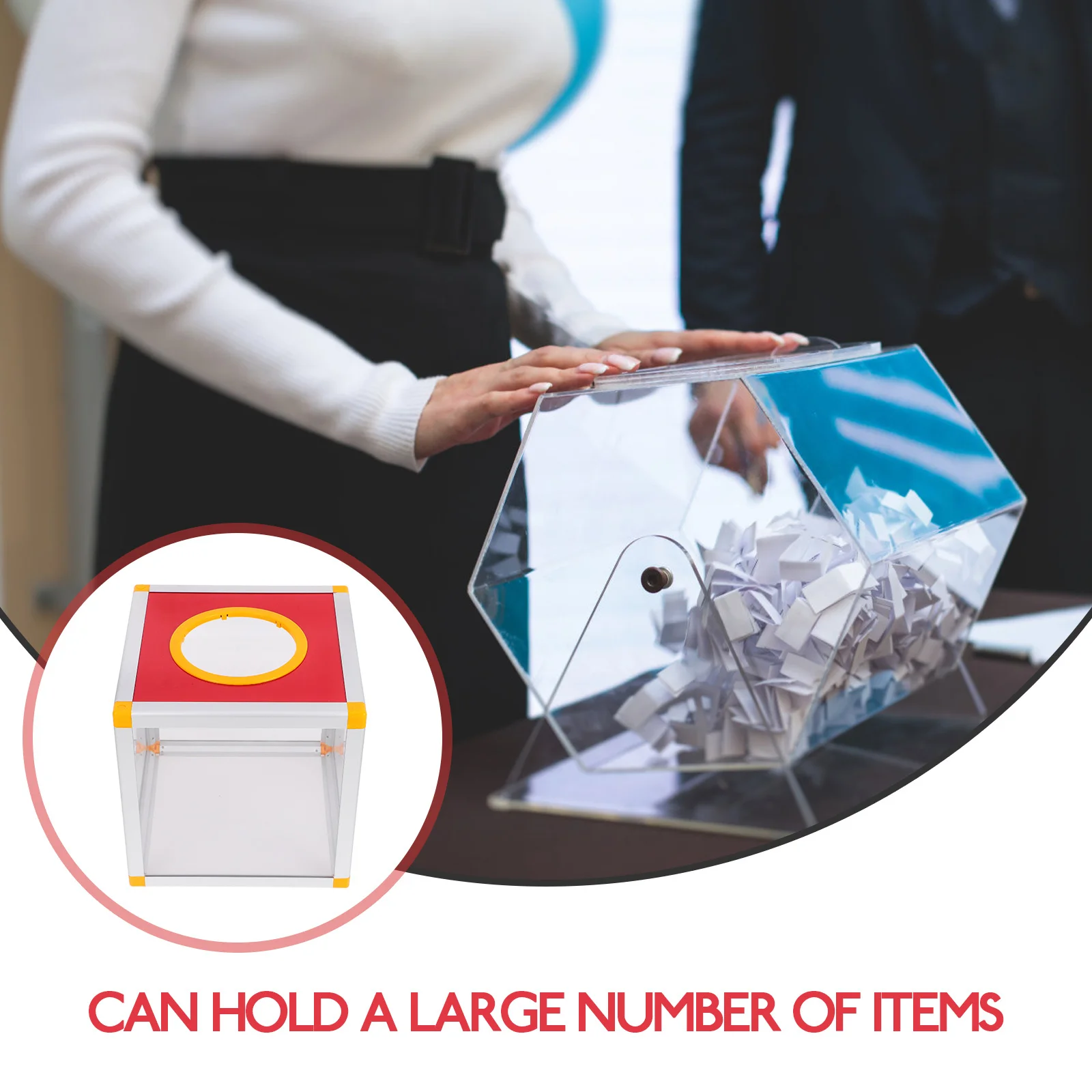 صندوق السحب 20 سنتيمتر حامل تذكرة مربع شفاف للتبرع اقتراح التصويت جمع جمع واضح رسم الحاويات متعددة الوظائف