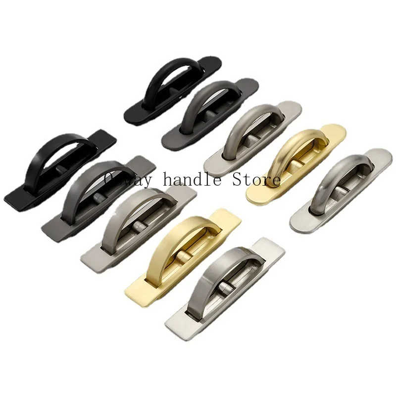 Tatami Hidden Door Handles Zinc Alloy Recessed Flush Pull Cover Floor Cabinet Handle Black  Silver Furniture Handle Hardware