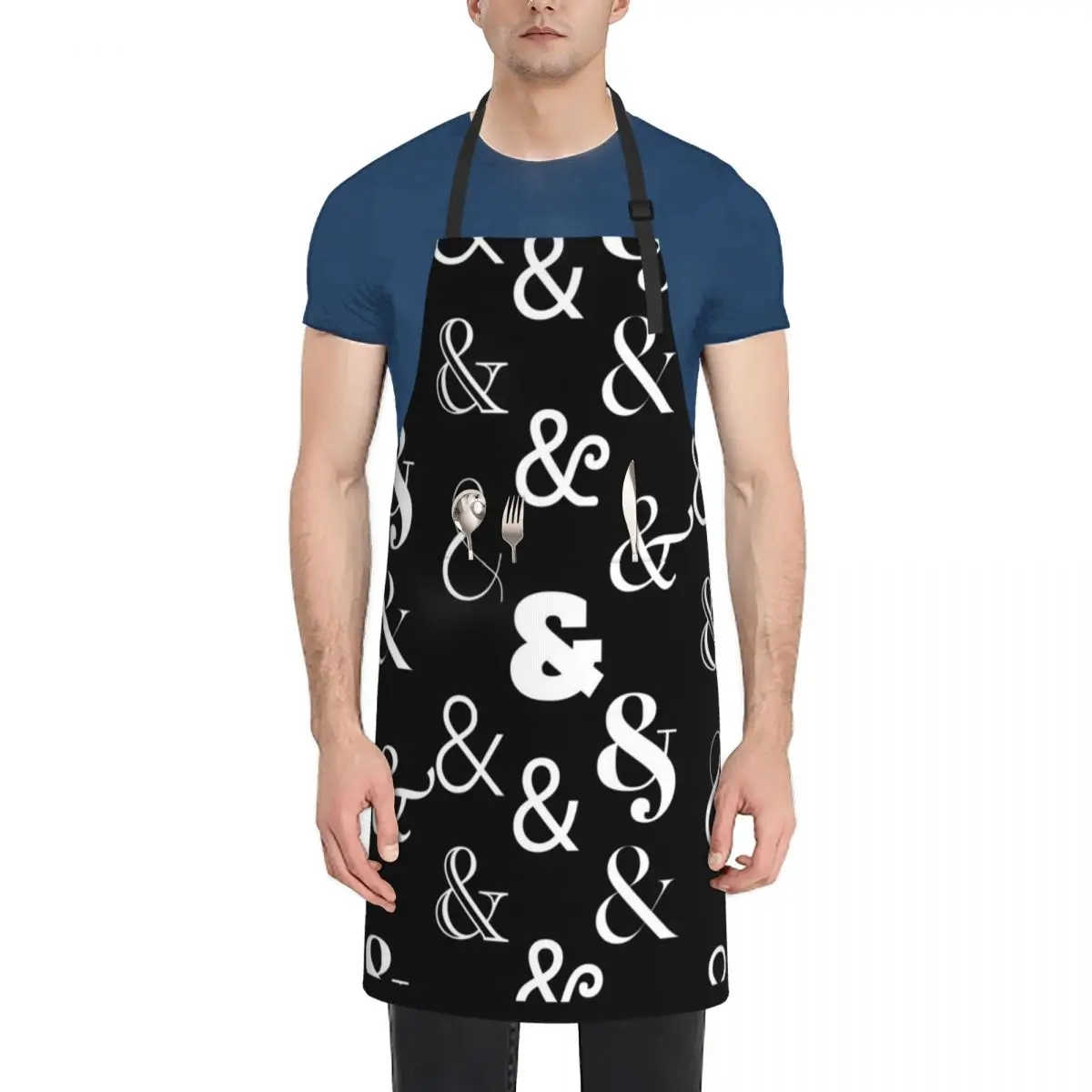 Black and White and Classy Ampersand Pattern Apron Kitchen Novel Kitchen Accessories men's barbecue Apron